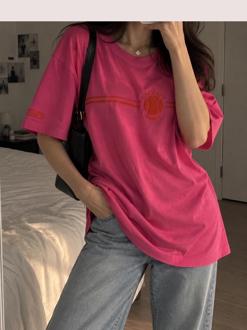 Lacoste Hot Pink Short Sleeve Logo Tee